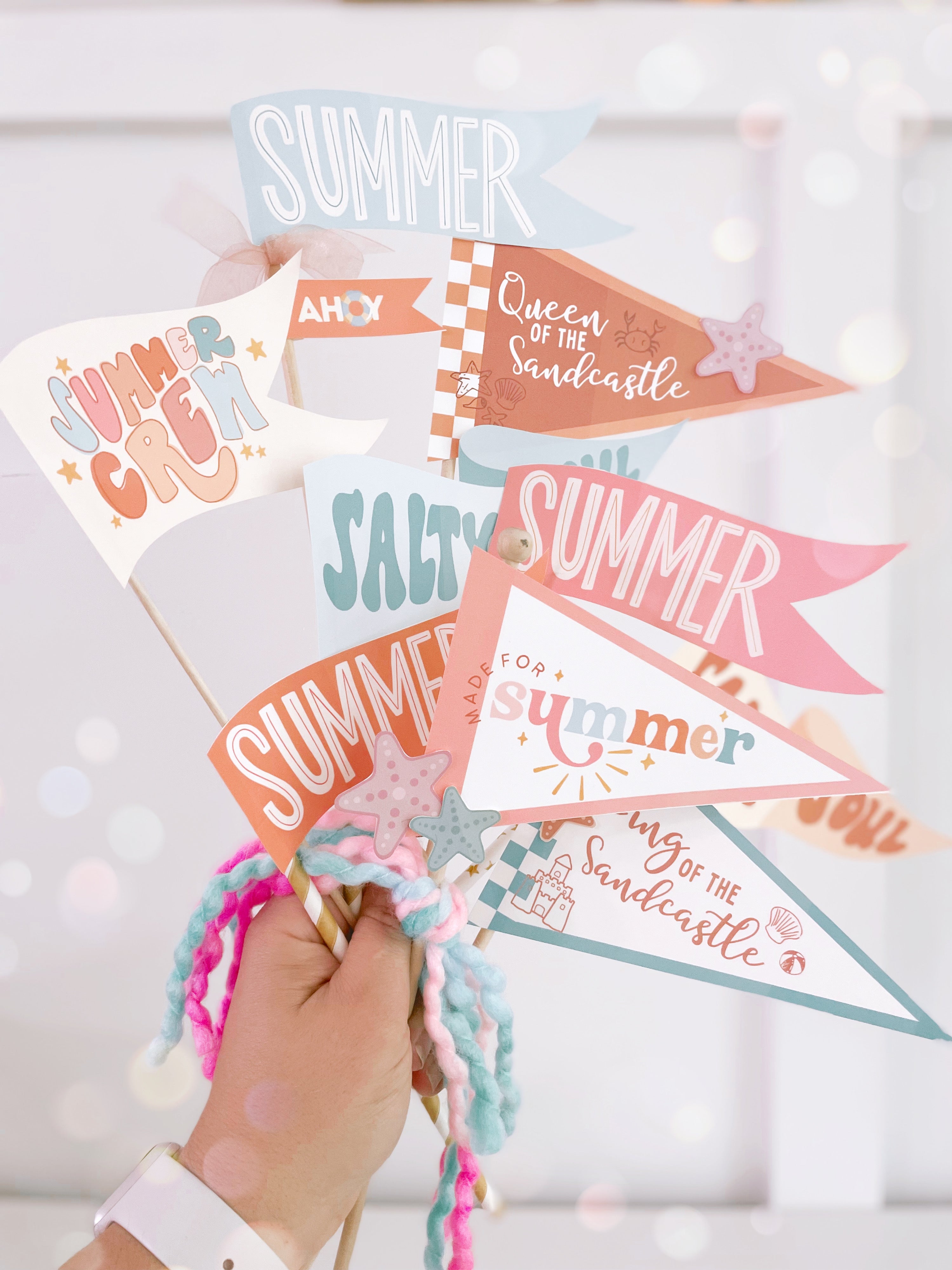 Summer Flags and tags Printable bundle The Letter Vee