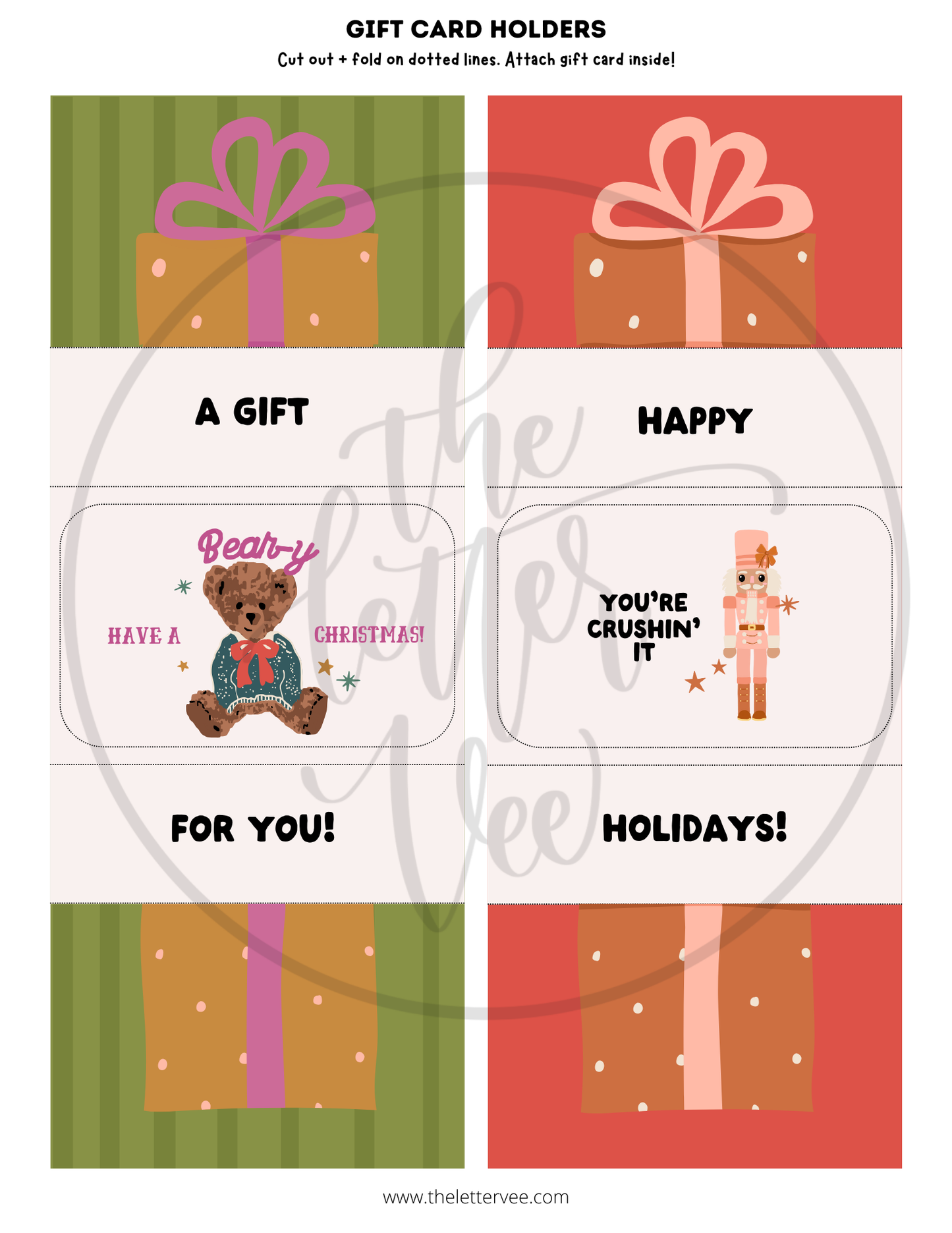 Foldable Present Card holders | Printable Gift