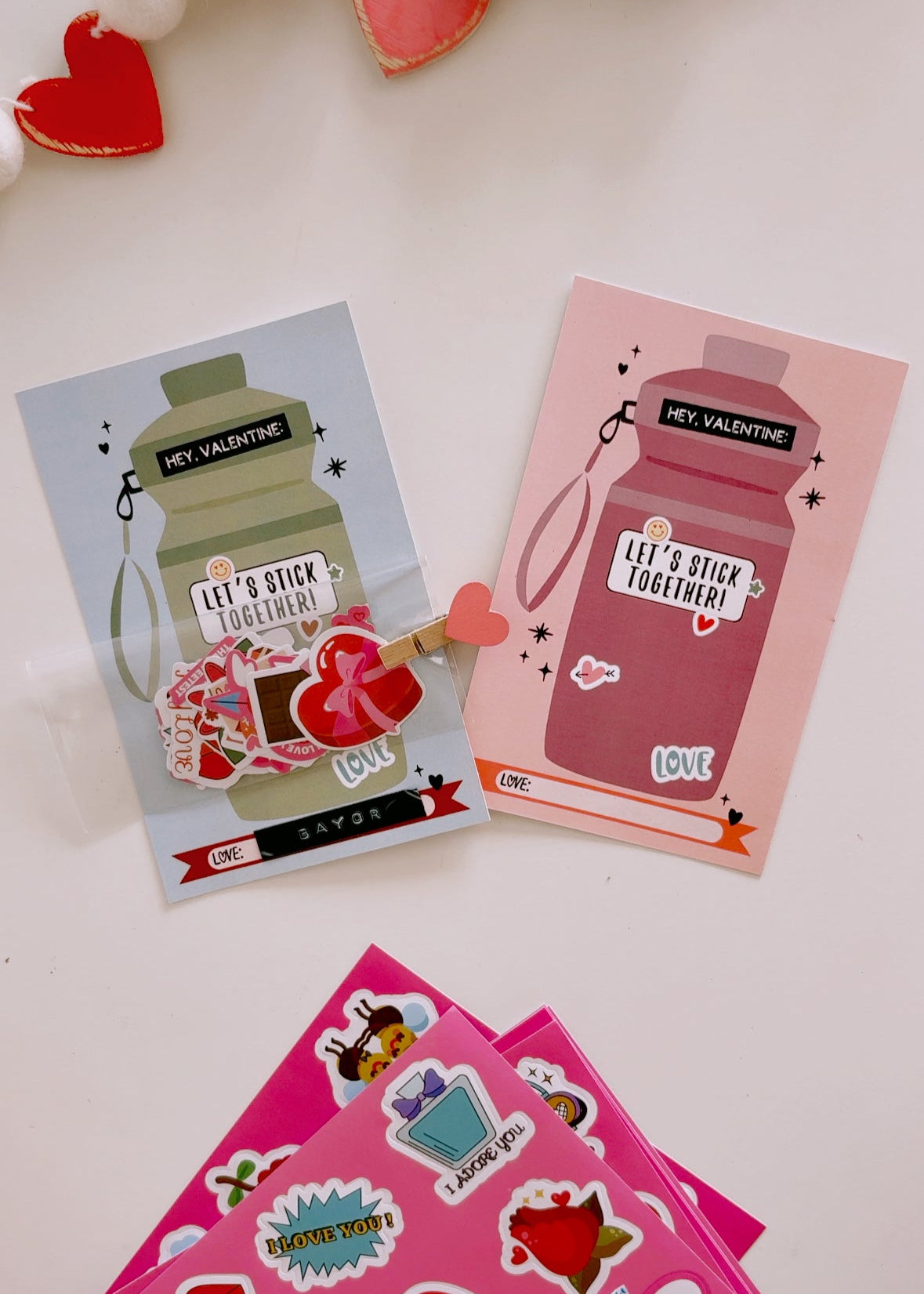 Water Bottle "Let's Stick Together" Valentines | Printable Valentines