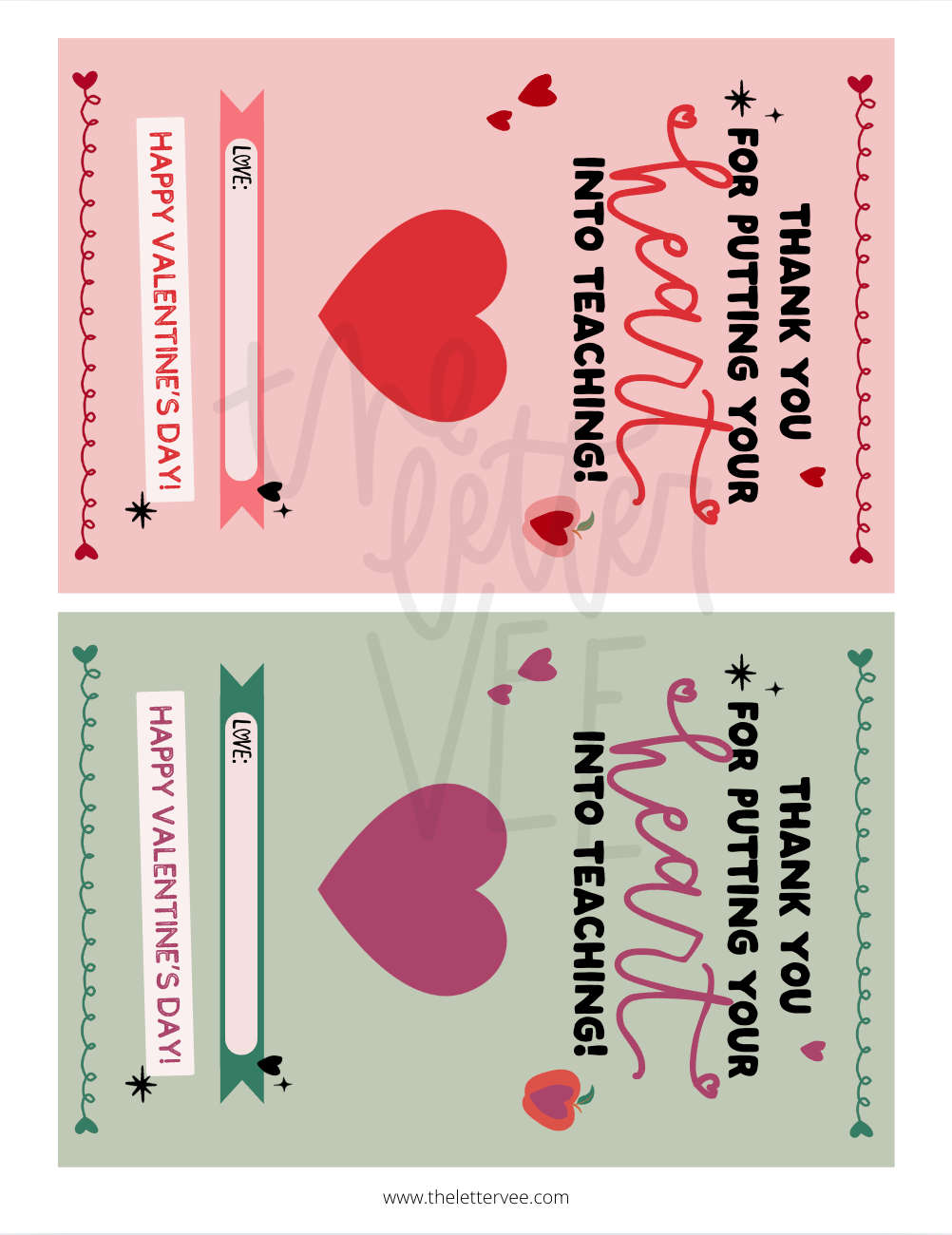 Teacher Valentine bundle | Printable Valentines