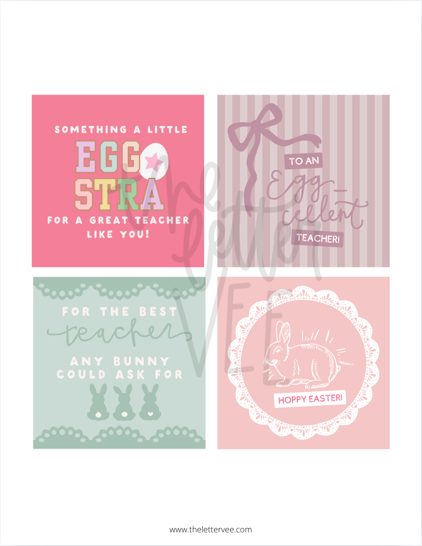 Teacher easter tags| Printable Gift