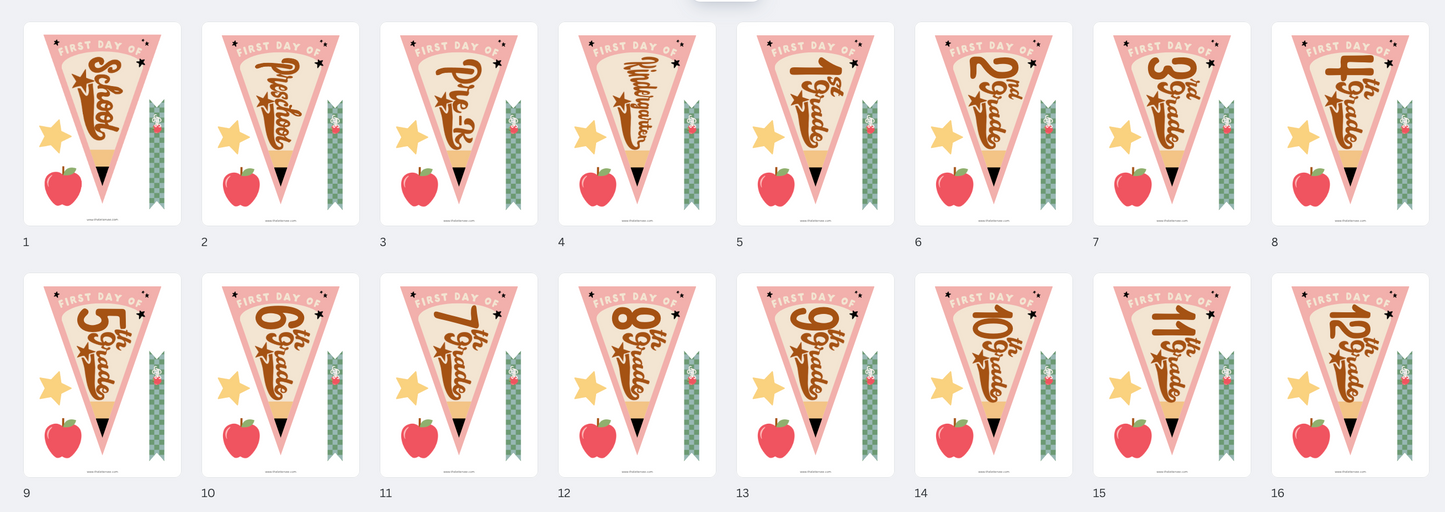 First Day to School Pencil Pennants | Printable Pennants + Flags