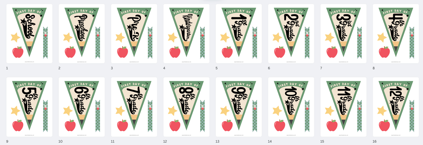 First Day to School Pencil Pennants | Printable Pennants + Flags
