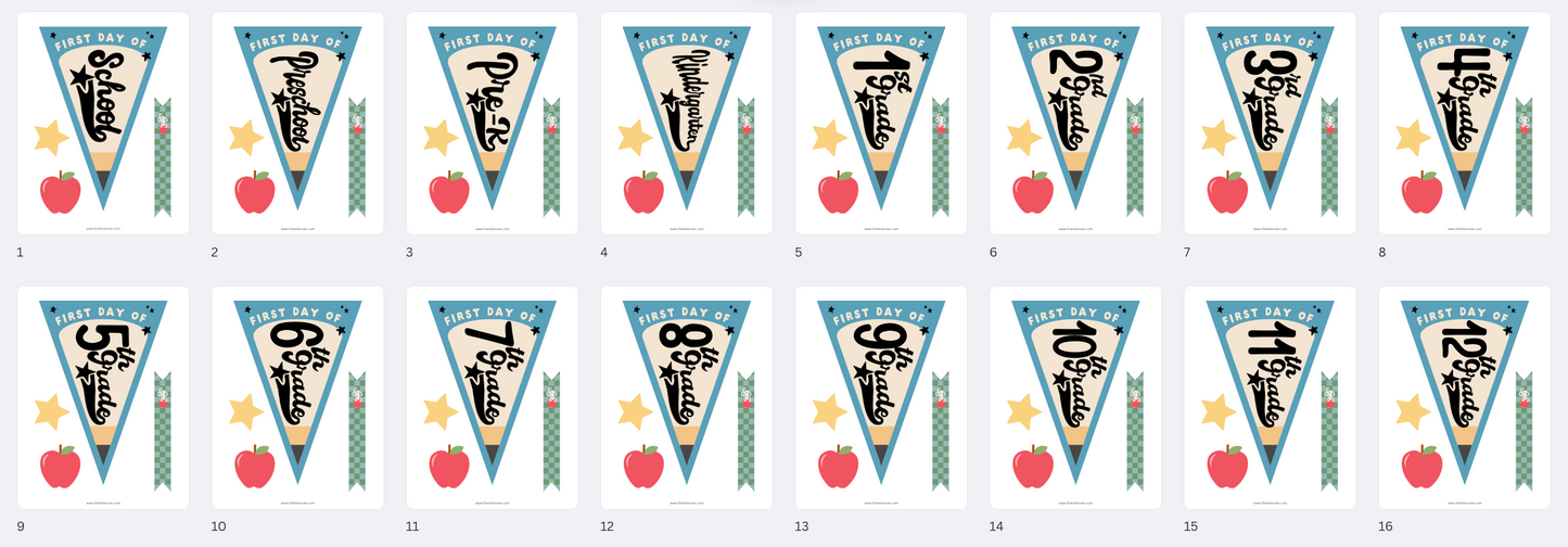 First Day to School Pencil Pennants | Printable Pennants + Flags