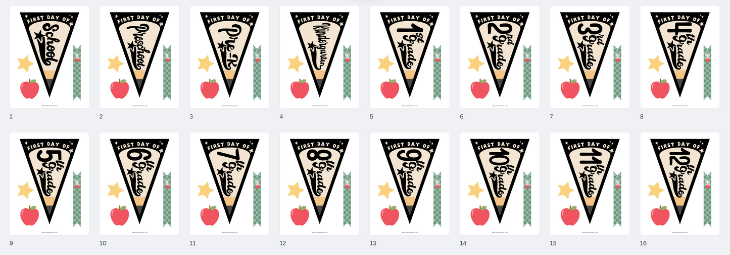 First Day to School Pencil Pennants | Printable Pennants + Flags
