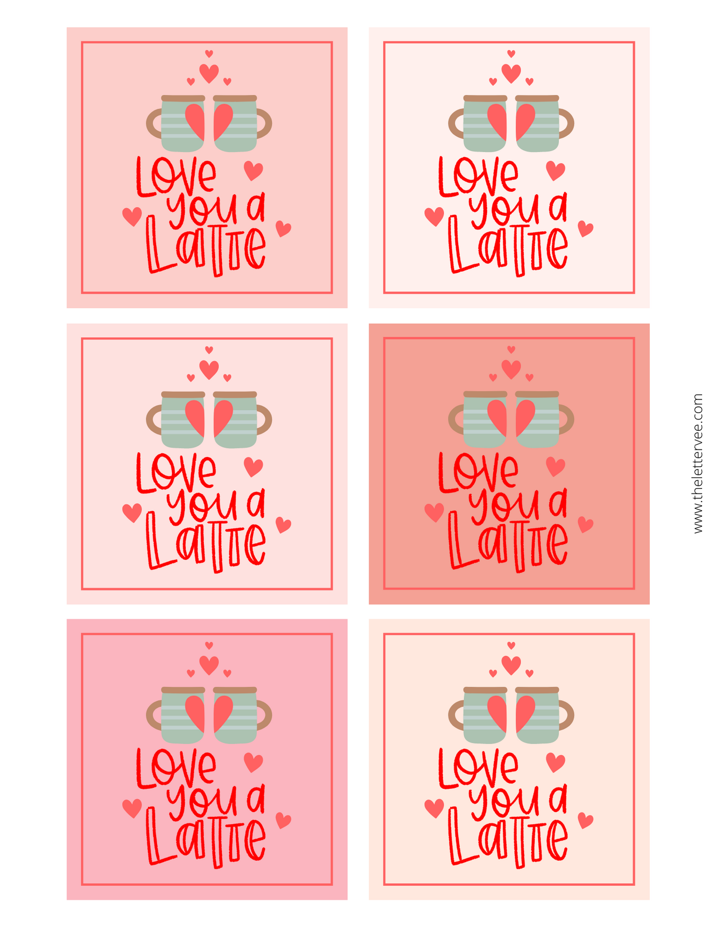 Love you a LATTE Valentines | Printable Valentines