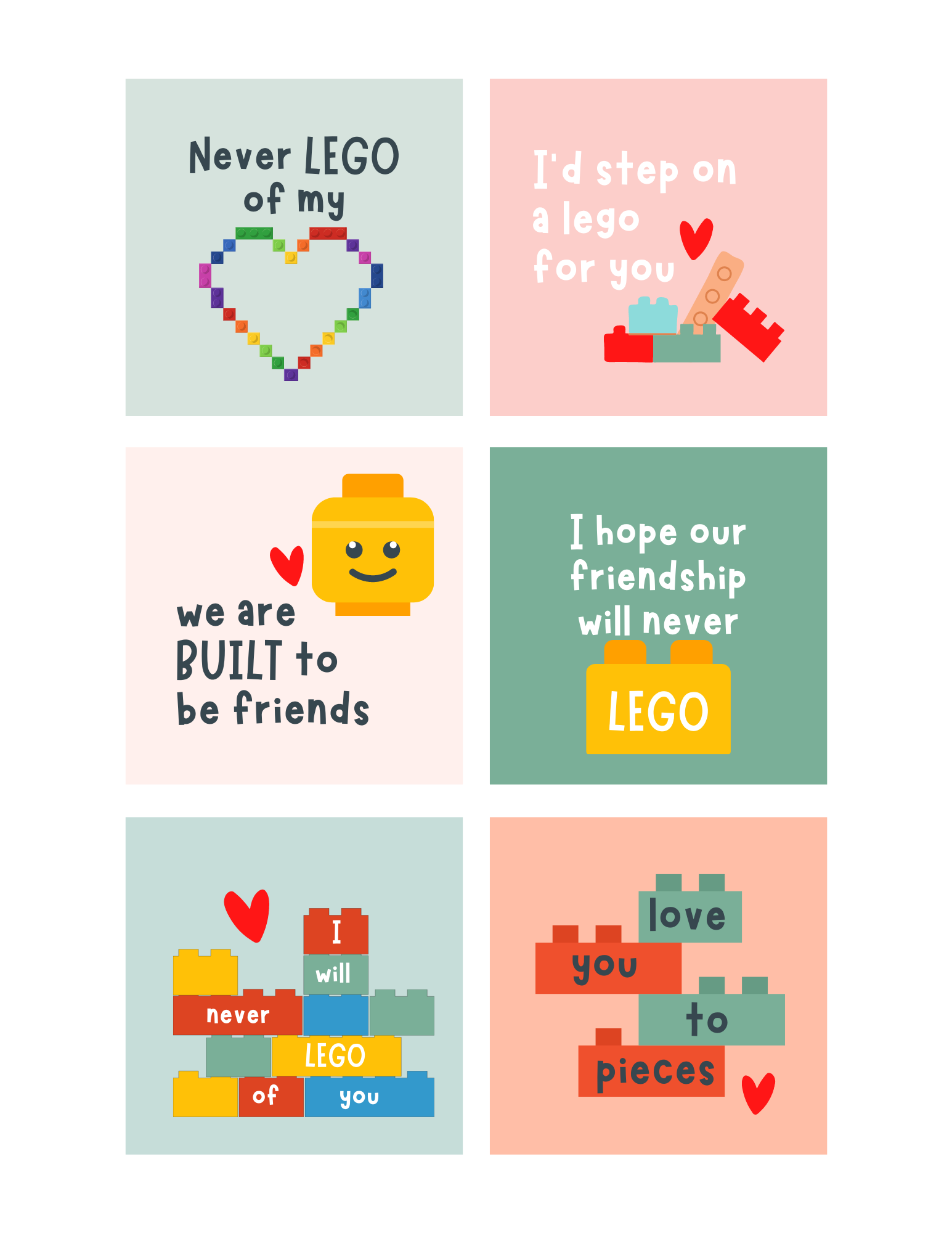 Foran dig diamant tæerne Lego/Building Valentines | Printable Valentines – The Letter Vee