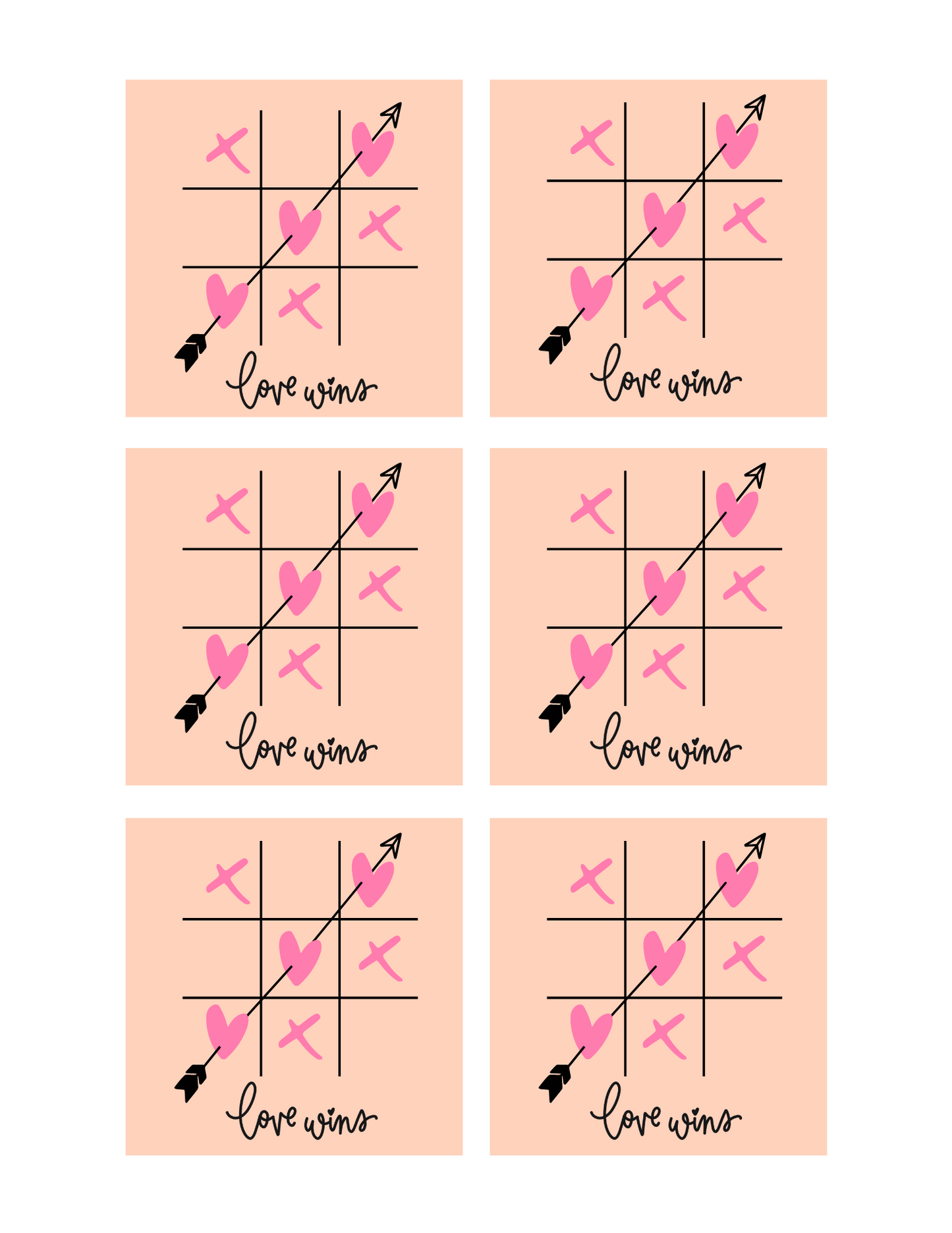 Love Wins Tic Tac Toe | Printable Valentines