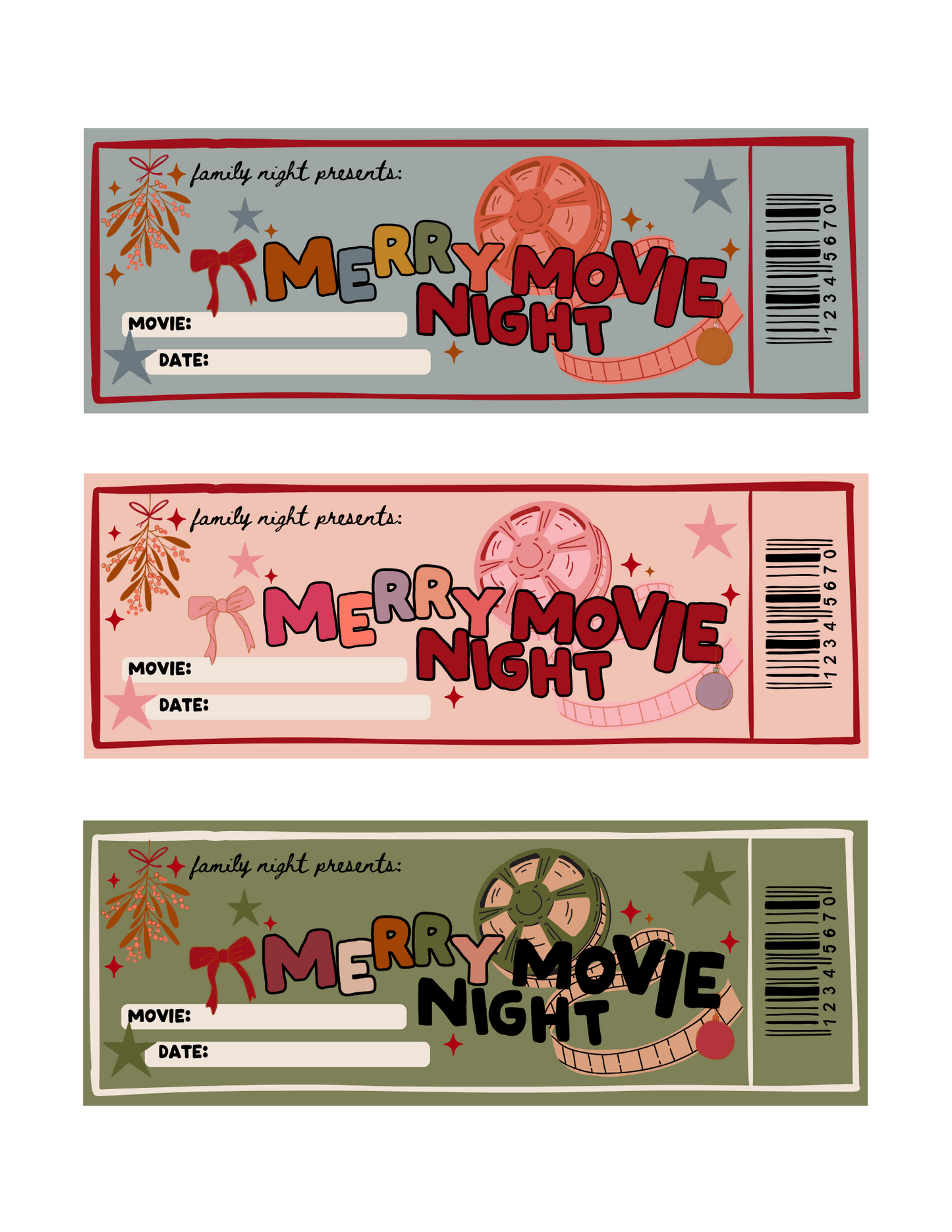 Christmas Merry Movie Night tickets | Printable play