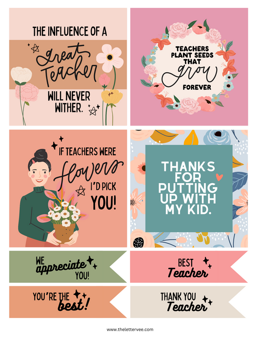 Teacher Appreciation Floral Tags | 2024 Collection