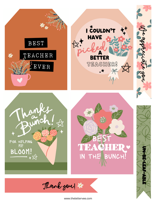 Teacher Appreciation Floral Tags | 2024 Collection