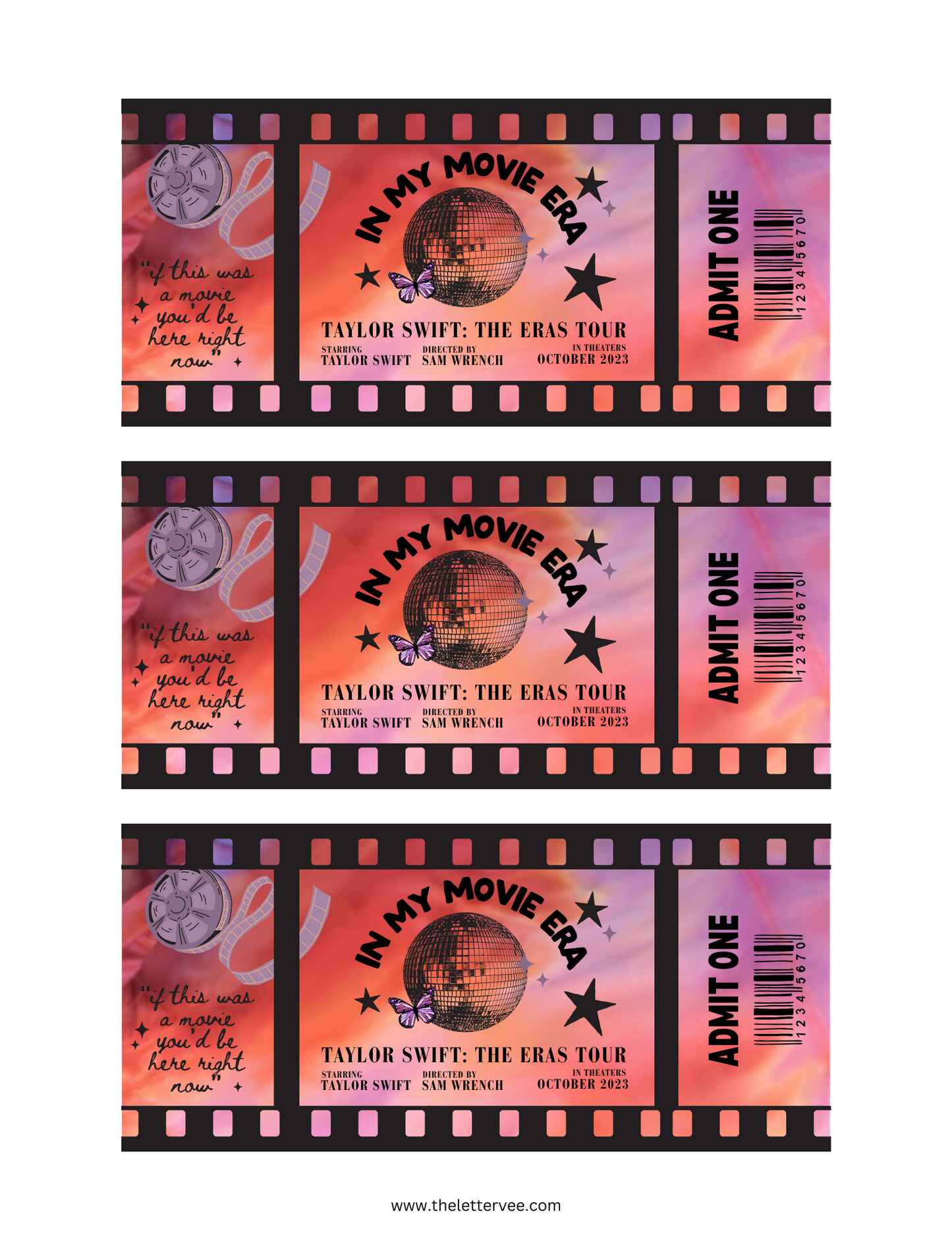 Taylor Swift Eras Tour movie printables | Printable bundle