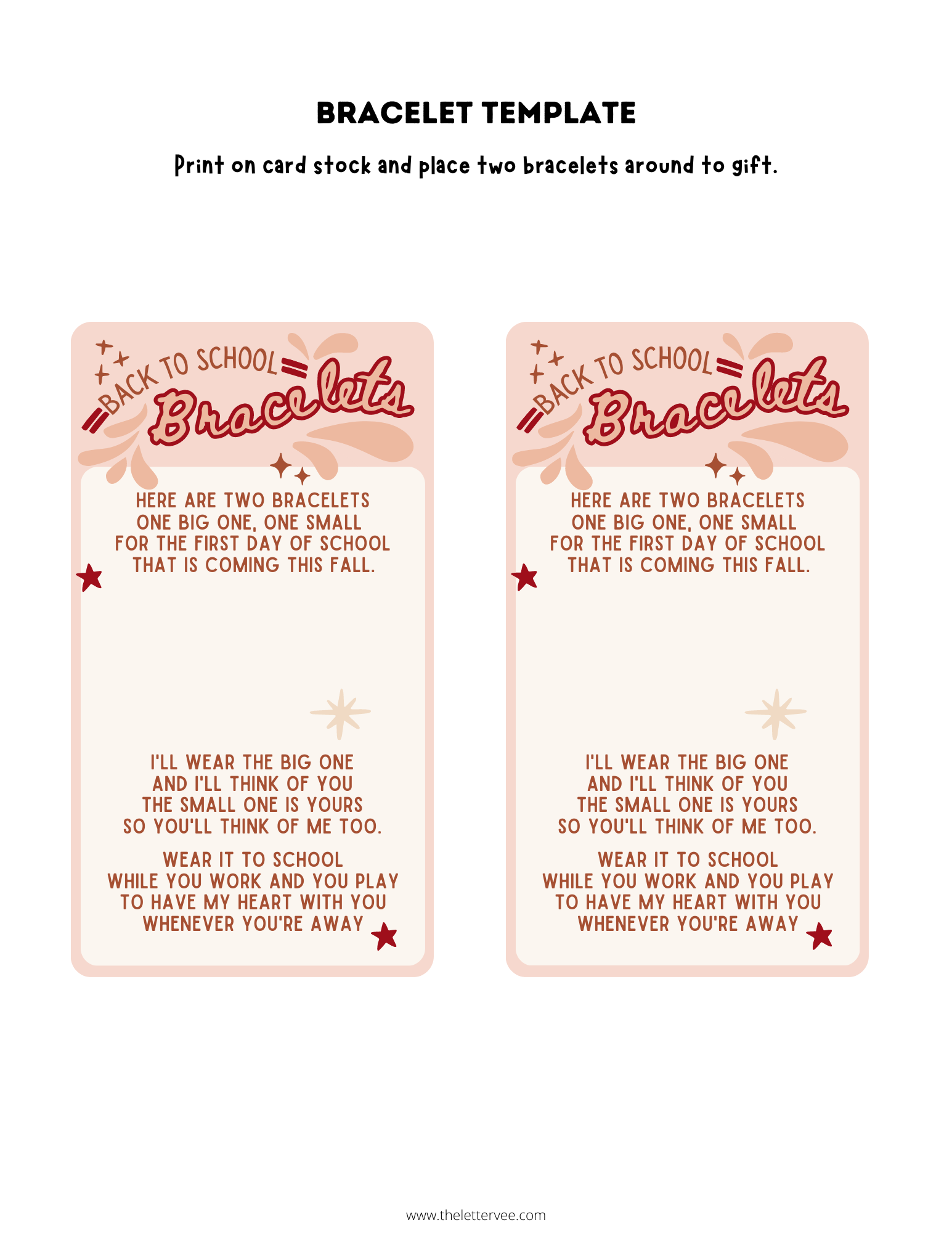 back-to-school-bracelets-printable-printable-gift-the-letter-vee for Free Printable Bracelet Card Template Back to School Bracelets printable | Printable gift – The Letter Vee for Free Printable Bracelet Card Template