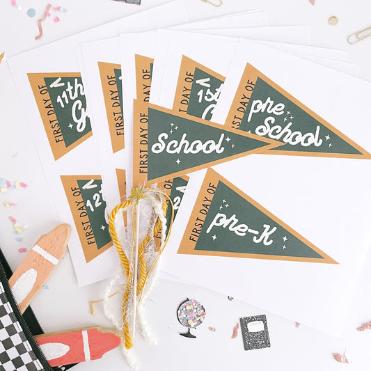 First Day of School Chalkboard School Pennants | Printable Pennants