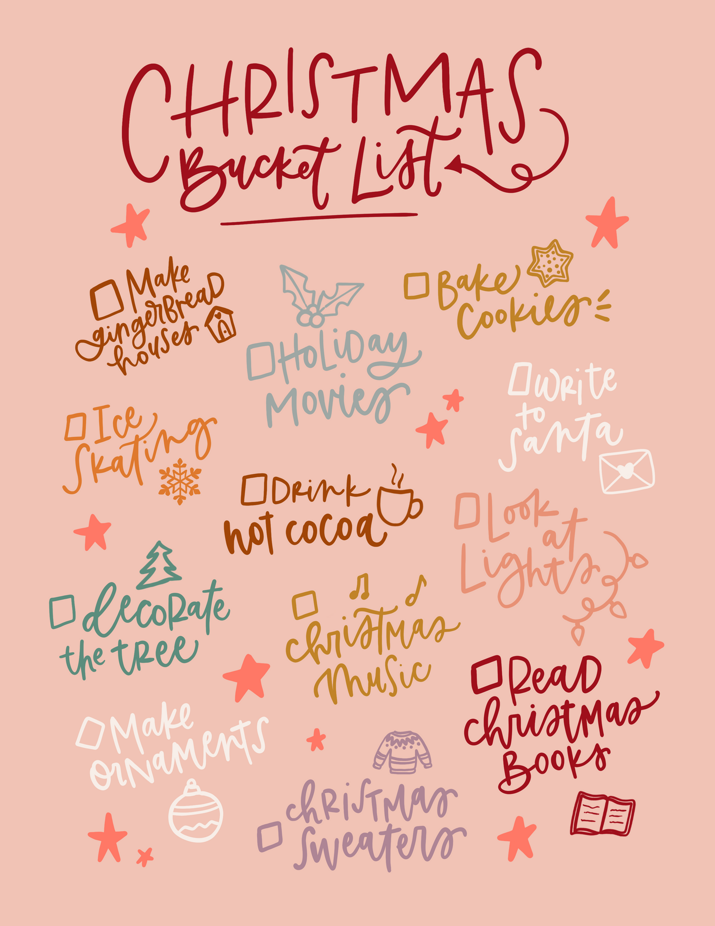 Christmas Bucket List Print | Framable Art Prints