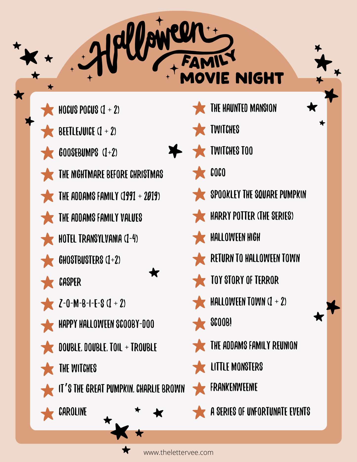 Family Friendly Movie Night Halloween Edition | Freebie