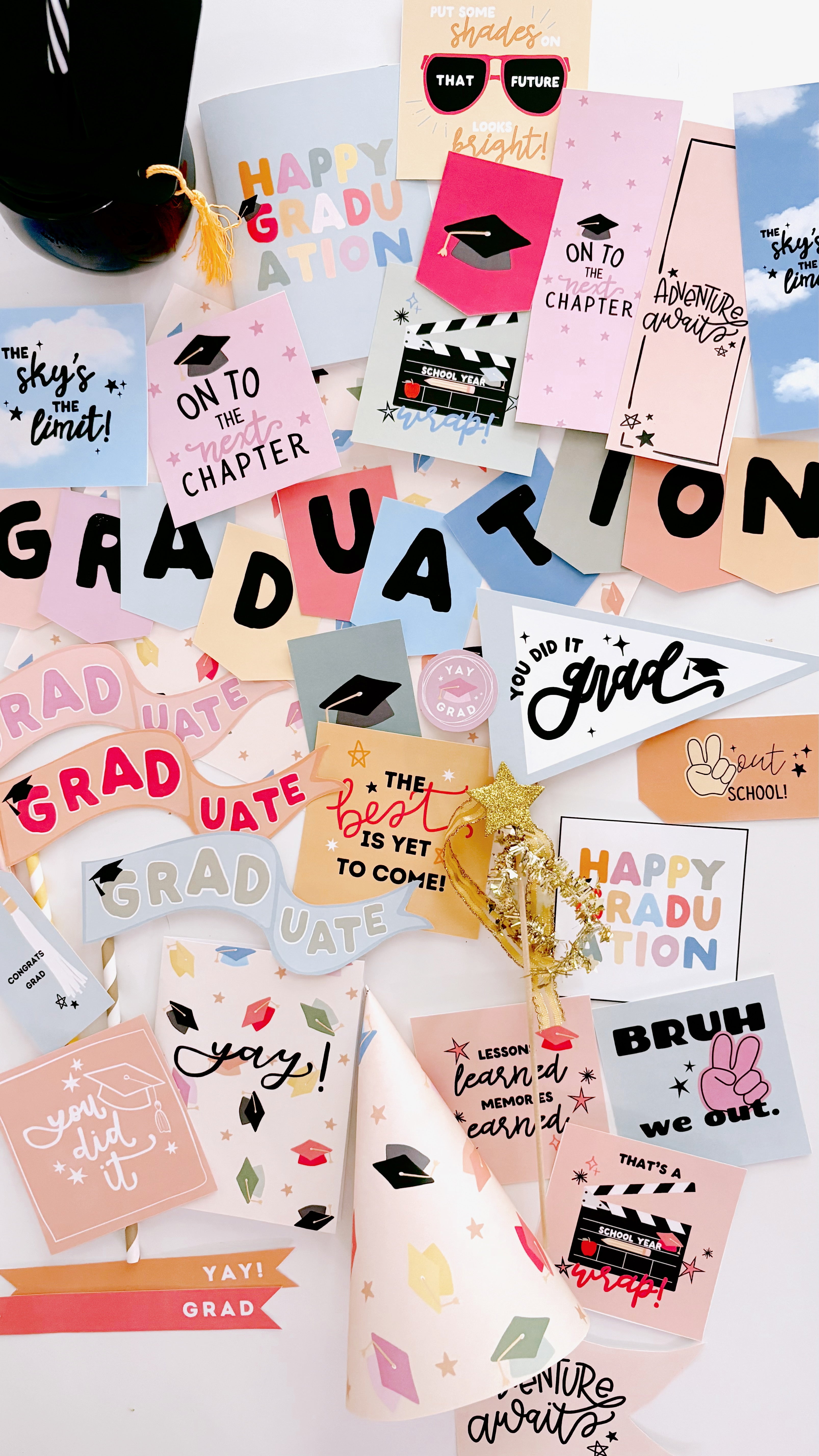 Colorful Graduation Collection | Printable Flags + Tags – The Letter Vee