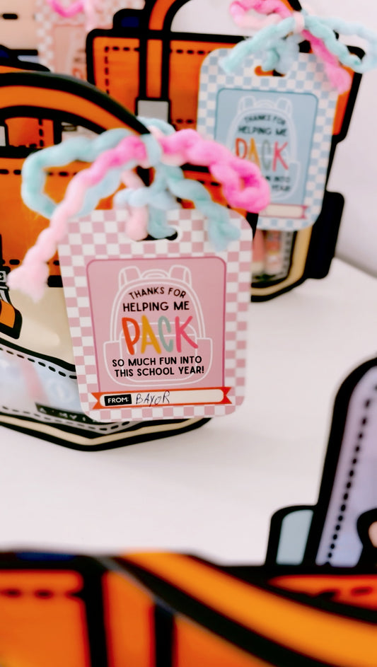 Thanks for helping me PACK so much fun into this school year tags | End of School/Summer Tags