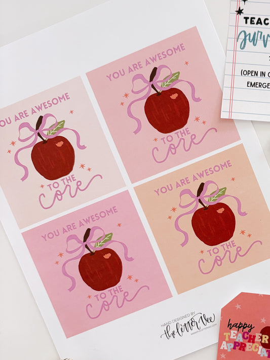 You are Awesome to the Core | Teacher Appreciation Tags