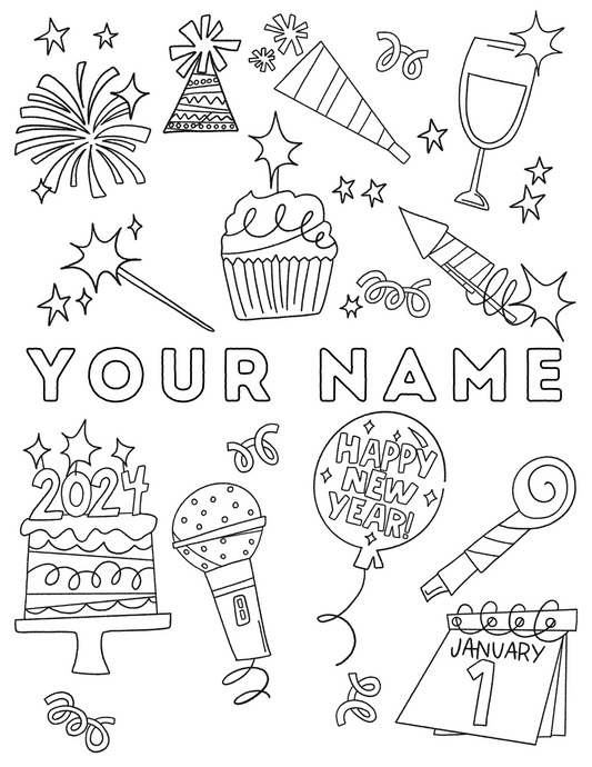 Custom NEW YEARS Name Coloring Page