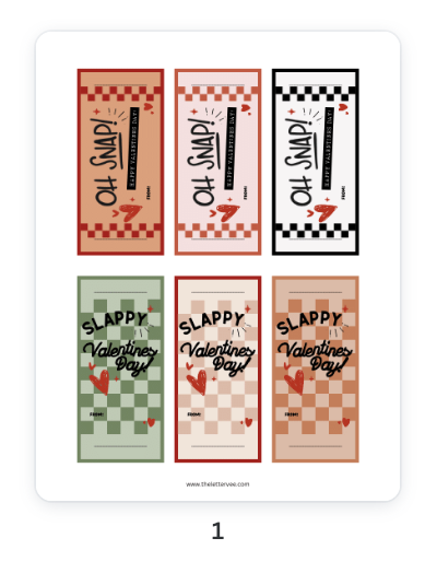 Slap Bracelet Valentines | Printable Valentines