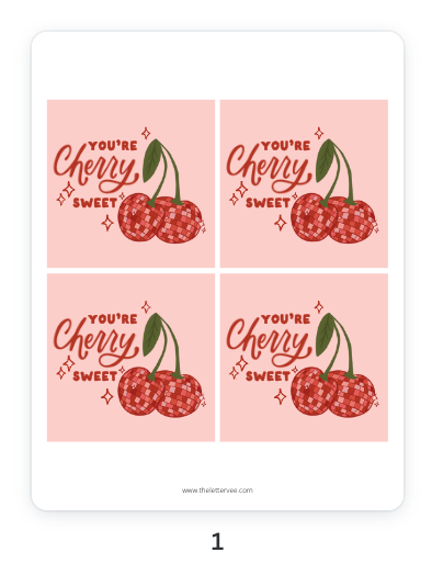 You're Cherry Sweet Valentines | Printable Valentines