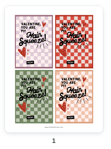 Main Squeeze Valentines | Printable Valentines