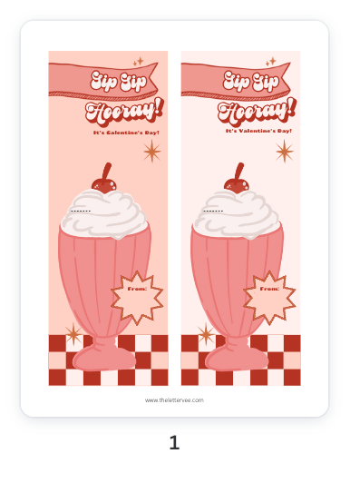 Sip Sip Hooray Milkshake Valentines | Printable Valentines
