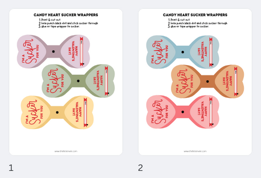 Candy Heart Sucker Wrapper Valentines | Printable Valentines