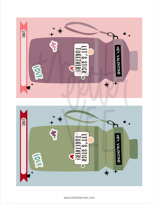 Water Bottle "Let's Stick Together" Valentines | Printable Valentines
