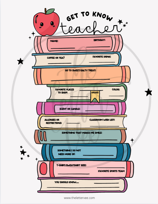 Get to know Teacher Printable | Printable Activity