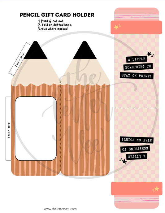 Pencil Gift Card Holder | Printable Gift Card Holder