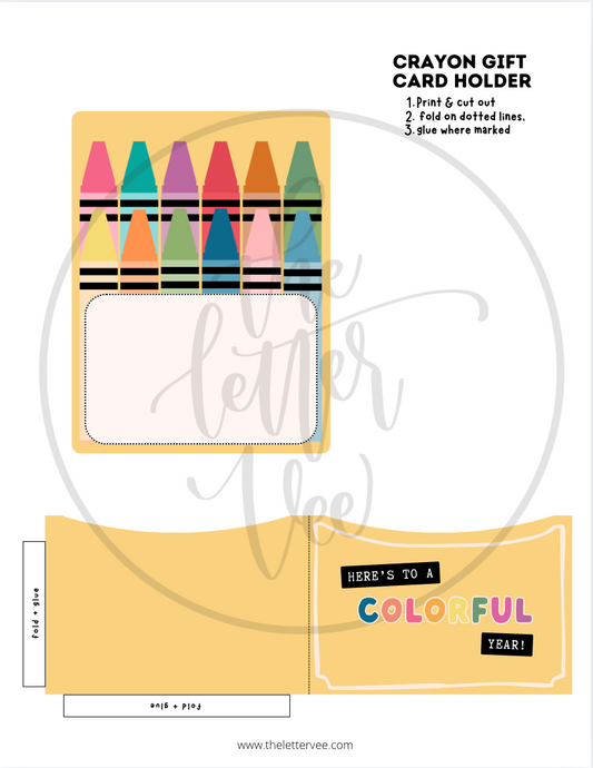 Crayon Gift Card Holder | Printable Gift Card Holder