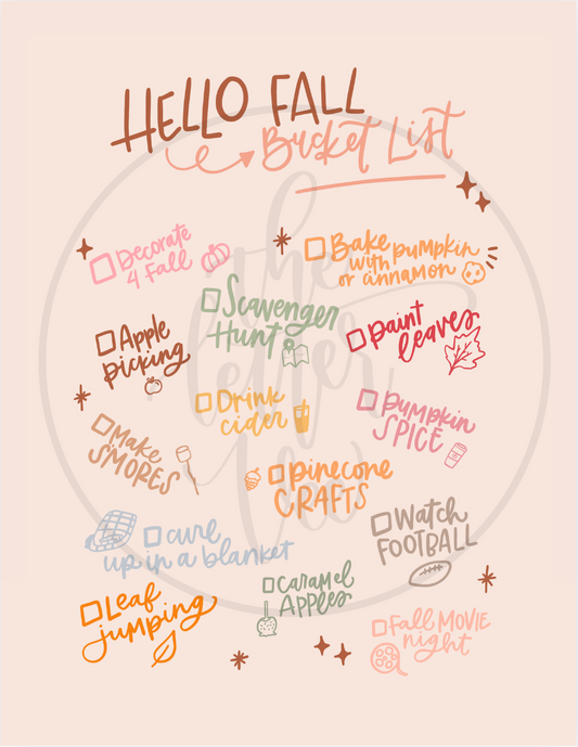 Hello Fall Bucket List | Framable Art