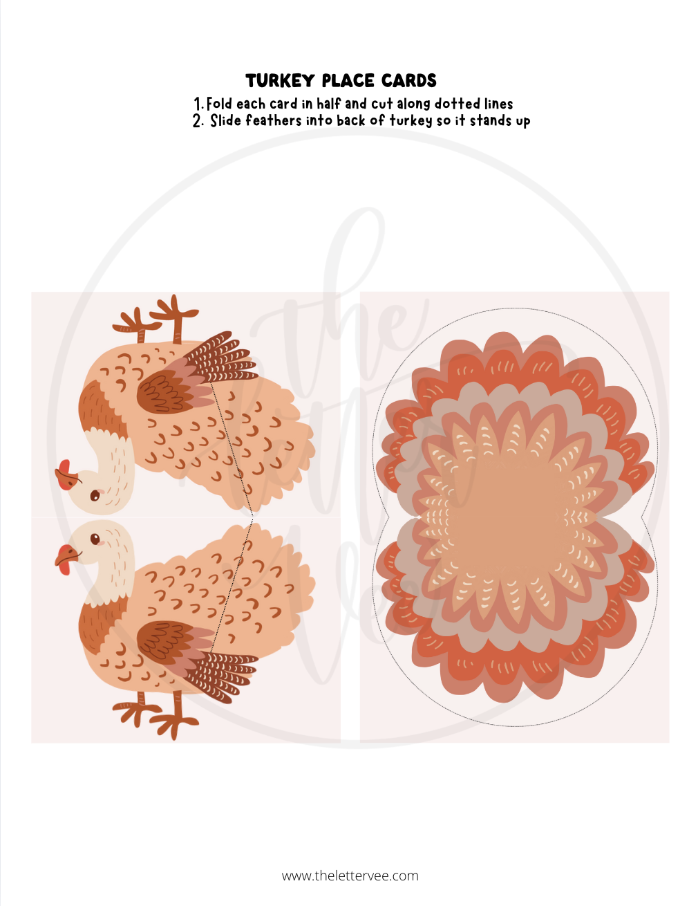 Turkey Place Cards | Printable Thanksgiving Table Decor