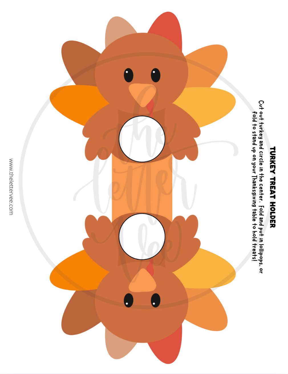 Turkey Treat Holders | Thanksgiving Lollipop or Candy Holder Printable