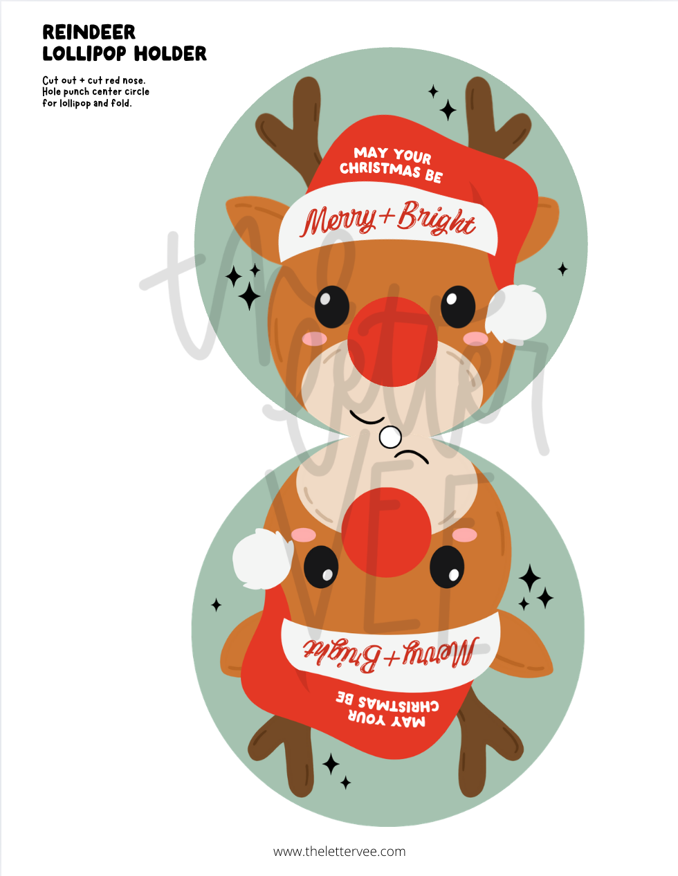 Reindeer Lollipop Holders | Printable Craft