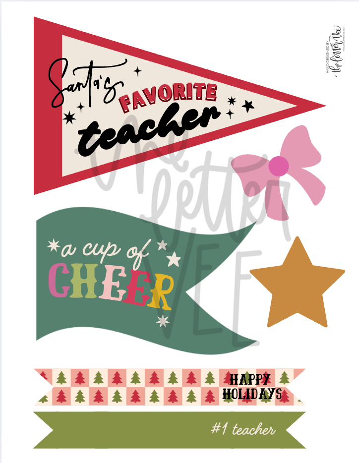 Christmas Teacher Tags + Flags | Teacher Appreciation Printables