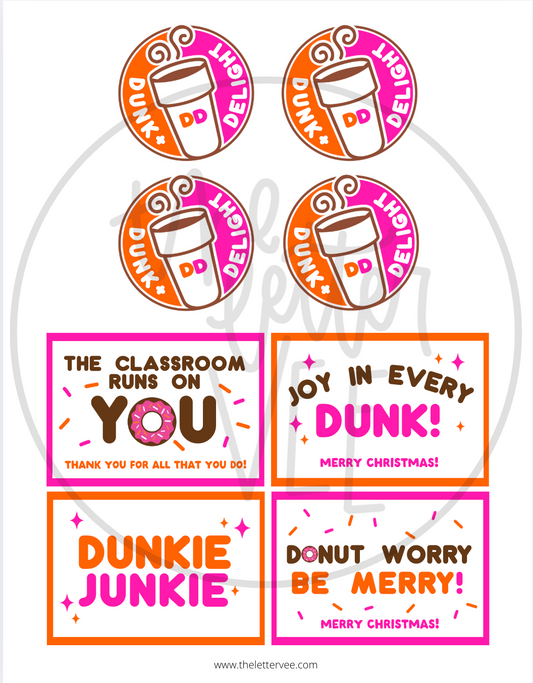 Dunkin' Donuts gift tags and flags | printable gift tags