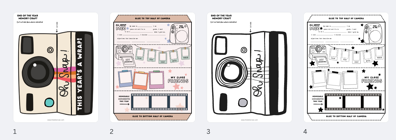 Snap Shot end of the year memory craft | printable activity page
