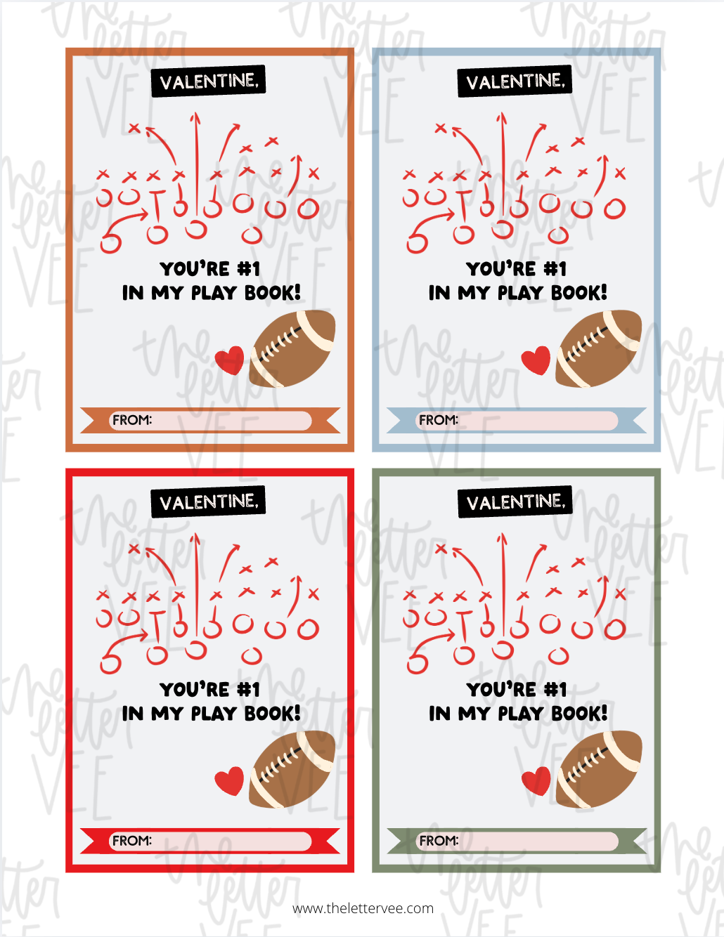 Football Playbook Valentines | Printable Valentines