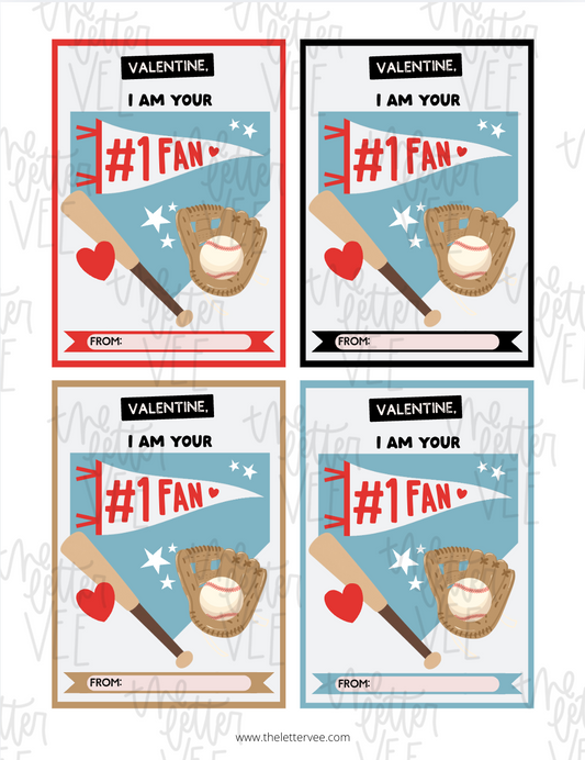 Baseball #1 Fan Valentines | Printable Valentines
