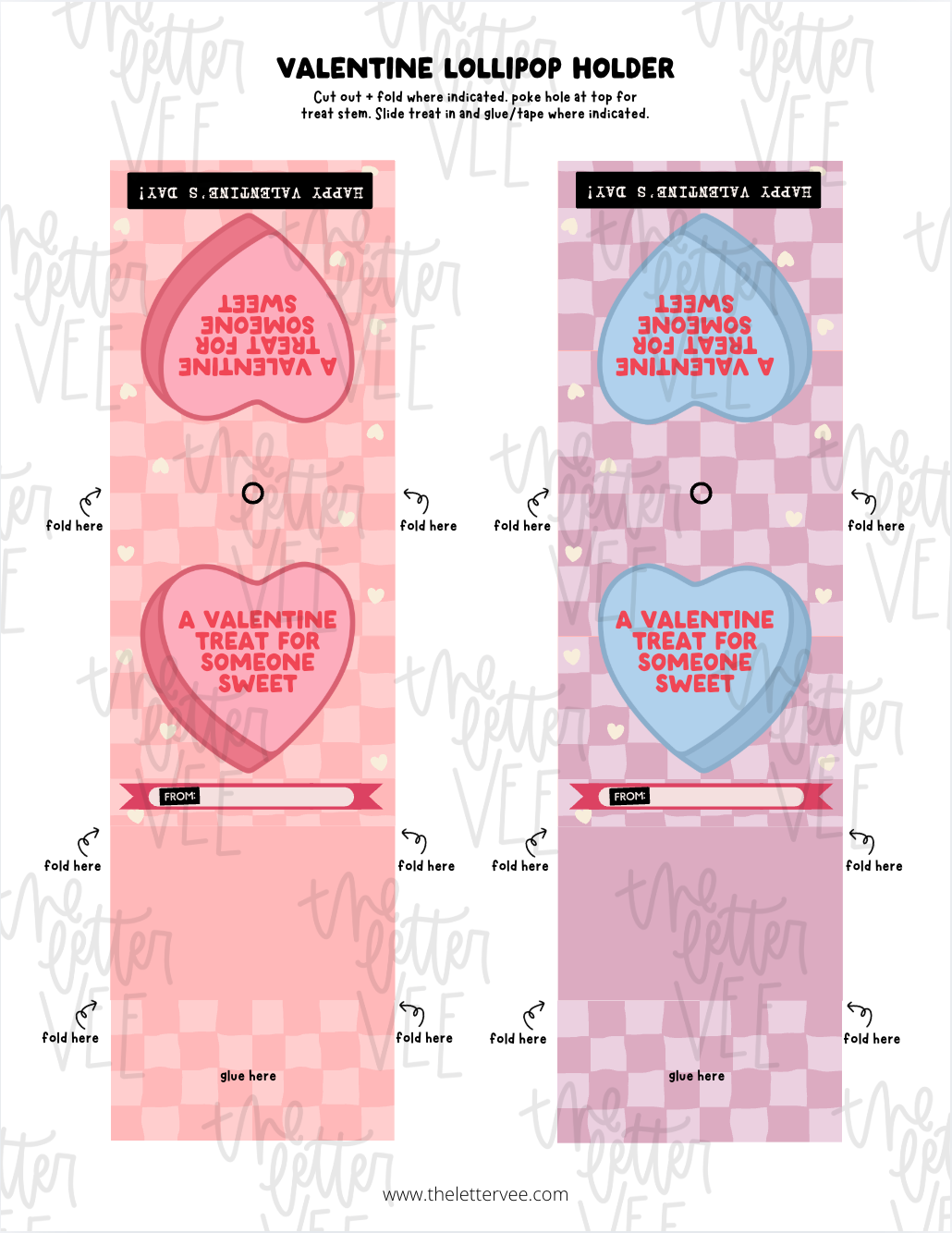 Valentine Lollipop Holder | Printable Valentines