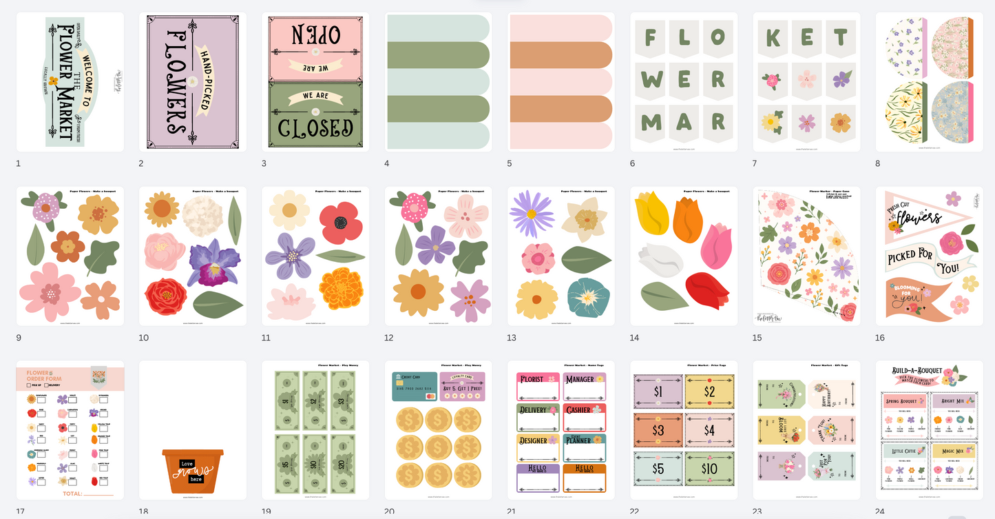 Flower Market Pretend Play Collection | Printable Play