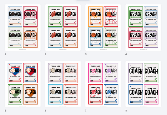 Thank You Coach Tags | Printable Coach Appreciation Gift Tags
