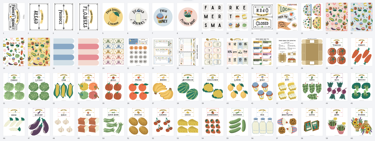 Farmer's Market Pretend Play Collection | Printable Play