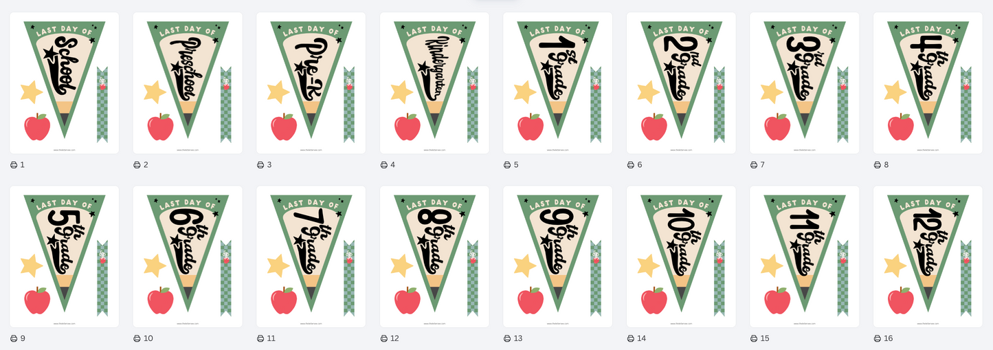 LAST Day to School Pencil Pennants | Printable Pennants + Flags