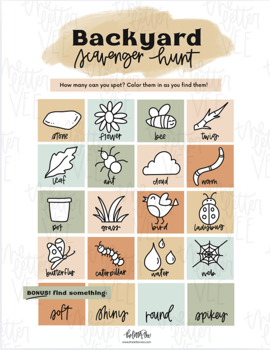 Backyard Scavenger Hunt | Activity Printable
