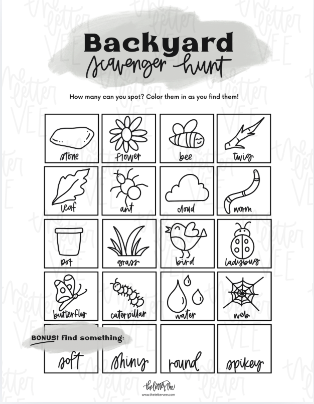 Backyard Scavenger Hunt | Activity Printable