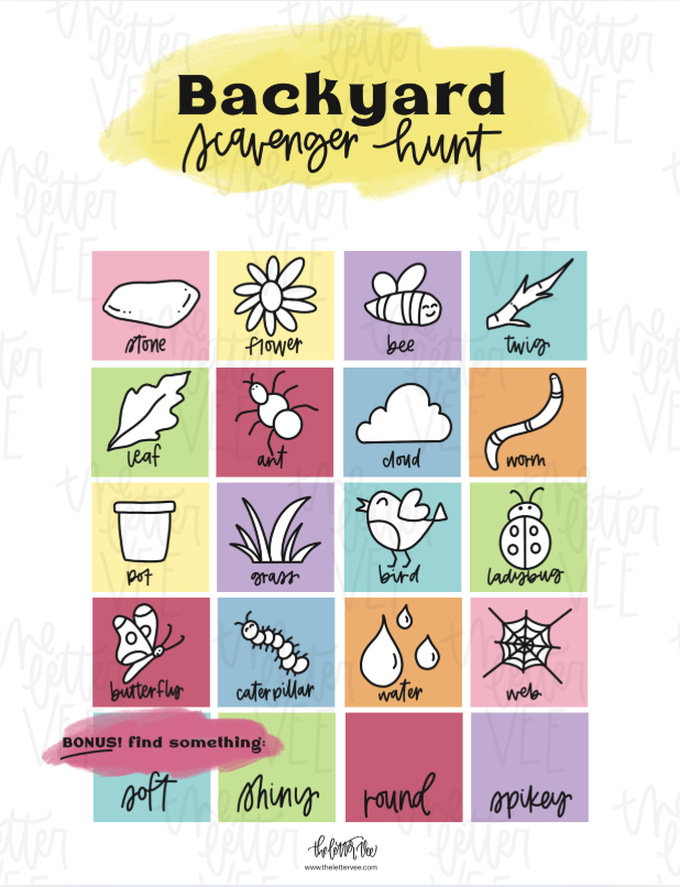 Backyard Scavenger Hunt | Activity Printable